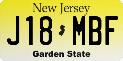 NJ license plate J18MBF