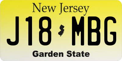 NJ license plate J18MBG
