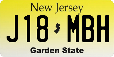 NJ license plate J18MBH