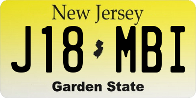 NJ license plate J18MBI