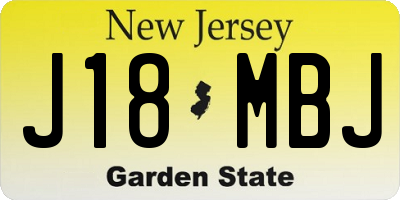 NJ license plate J18MBJ