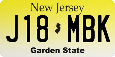 NJ license plate J18MBK