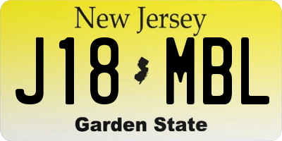 NJ license plate J18MBL