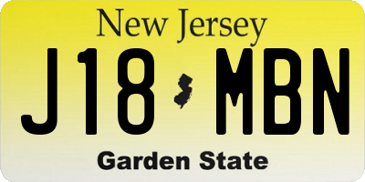 NJ license plate J18MBN