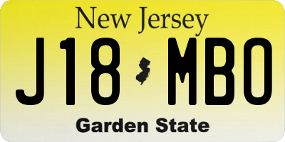 NJ license plate J18MBO