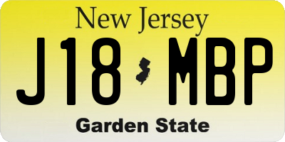 NJ license plate J18MBP