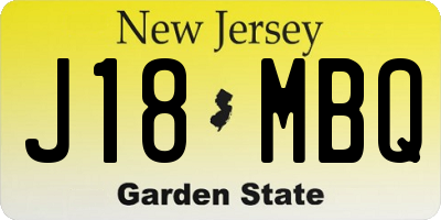 NJ license plate J18MBQ