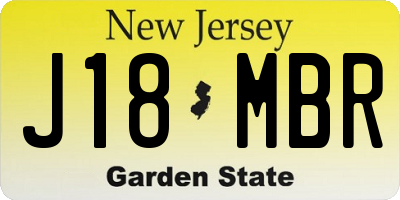 NJ license plate J18MBR