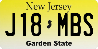NJ license plate J18MBS