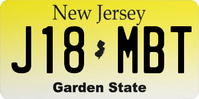 NJ license plate J18MBT