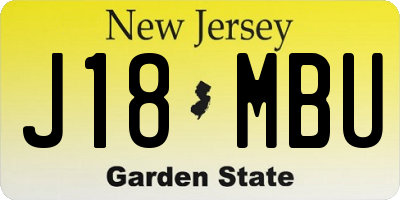 NJ license plate J18MBU