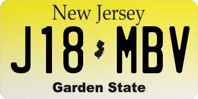 NJ license plate J18MBV