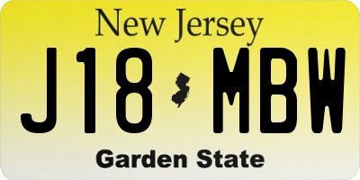 NJ license plate J18MBW