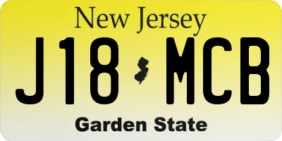 NJ license plate J18MCB