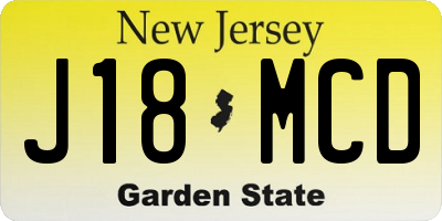 NJ license plate J18MCD