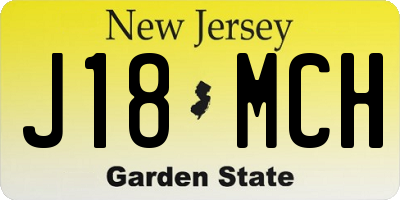 NJ license plate J18MCH