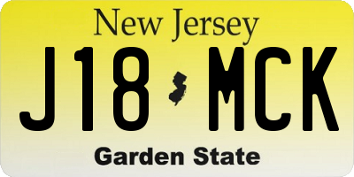 NJ license plate J18MCK