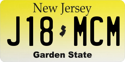 NJ license plate J18MCM