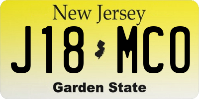 NJ license plate J18MCO