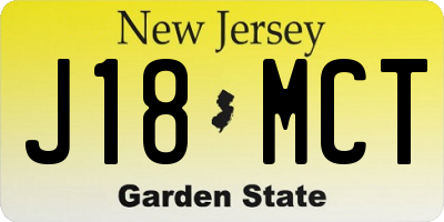 NJ license plate J18MCT