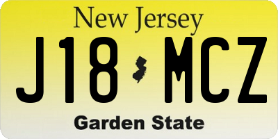 NJ license plate J18MCZ