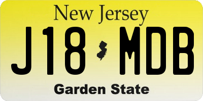 NJ license plate J18MDB