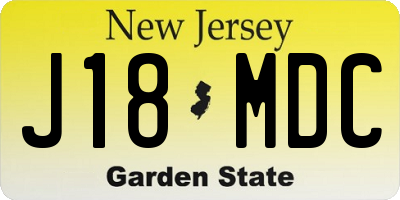 NJ license plate J18MDC