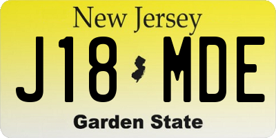NJ license plate J18MDE