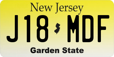NJ license plate J18MDF