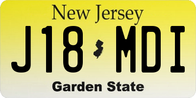NJ license plate J18MDI