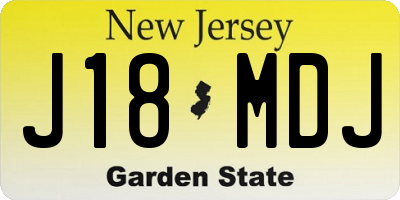 NJ license plate J18MDJ