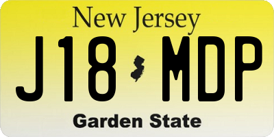 NJ license plate J18MDP