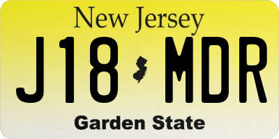 NJ license plate J18MDR