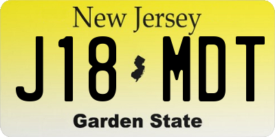 NJ license plate J18MDT