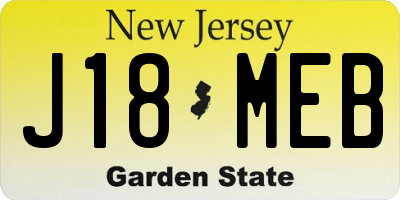 NJ license plate J18MEB