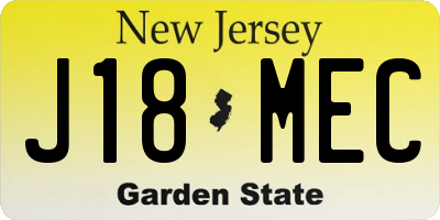 NJ license plate J18MEC