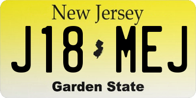 NJ license plate J18MEJ