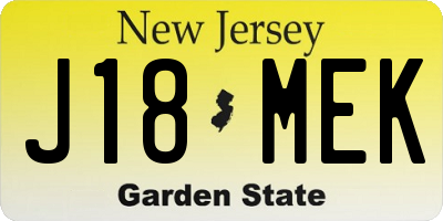 NJ license plate J18MEK
