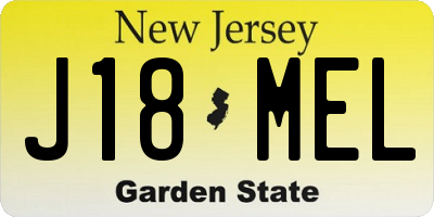 NJ license plate J18MEL