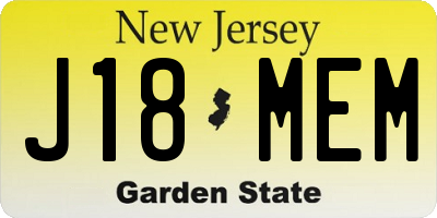NJ license plate J18MEM