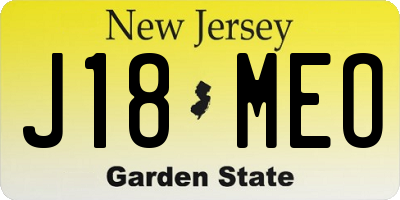 NJ license plate J18MEO
