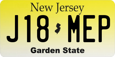 NJ license plate J18MEP