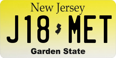 NJ license plate J18MET