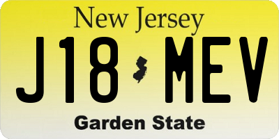 NJ license plate J18MEV