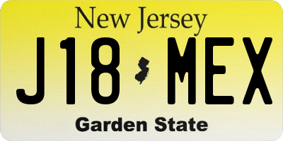 NJ license plate J18MEX