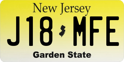 NJ license plate J18MFE