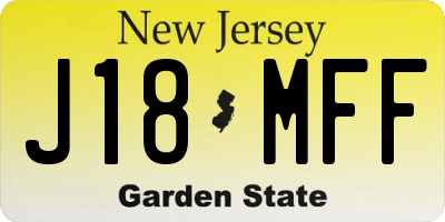 NJ license plate J18MFF