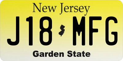NJ license plate J18MFG