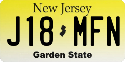 NJ license plate J18MFN