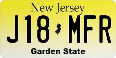 NJ license plate J18MFR